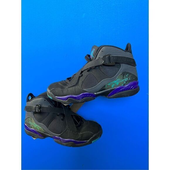 Nike Air Jordan 8.0 "Aqua" Blue Black Basketball Shoes Size 7Y - Picture 1 of 7